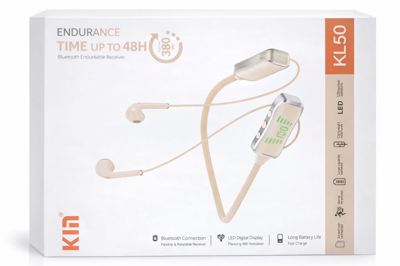 Bluetooth Neckband Earphones KL50 – 48H Battery & LED Display